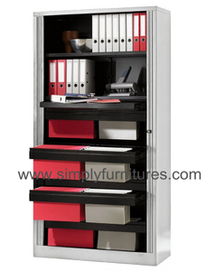 Gabinete de oficina con puerta corrediza de tambor de 78 pulgadas de alto gris