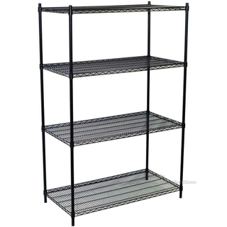 Estantes para cultivo de verduras Estante de almacenamiento Estante de alambre de acero de 4 estantes Unidad de estantería Negro 18 "X 42 "