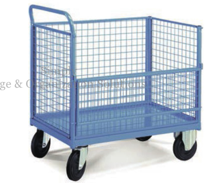 Caja de palet de metal de transbordo plegable con ruedas para supermercado