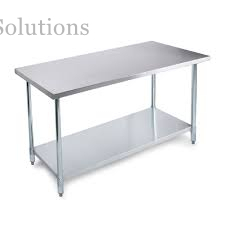 Mesa plana de acero inoxidable con banco de trabajo higiénico para restaurante